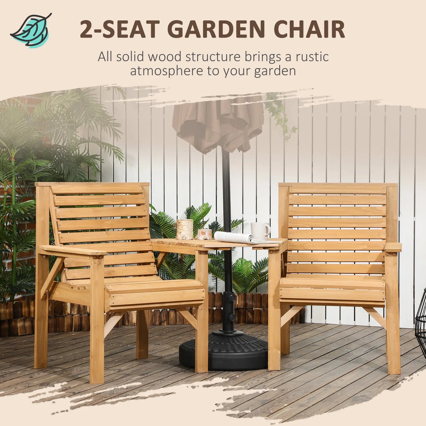 3Pcs Outdoor Bench Set for Backyard, Balcony, Light Brown