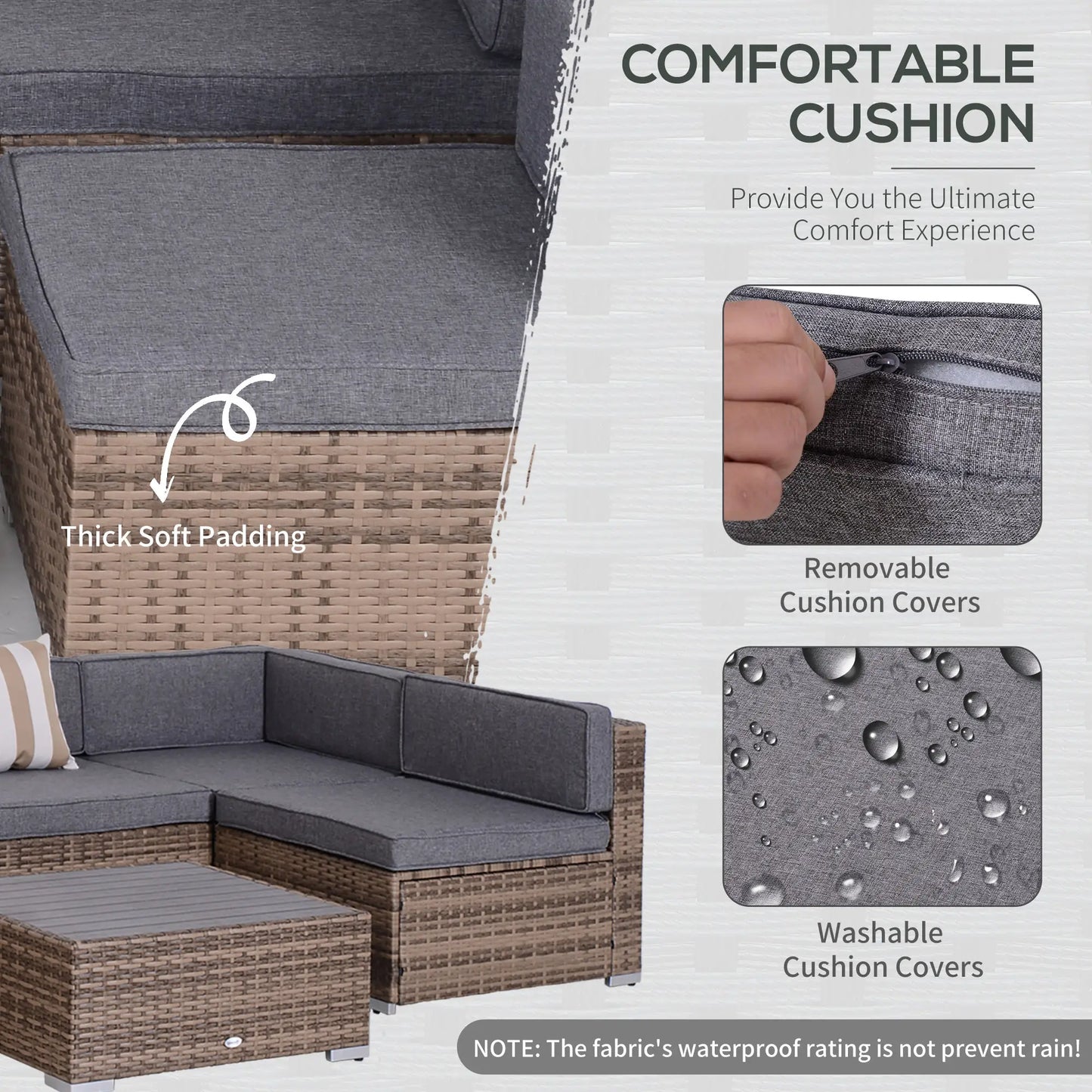 7-Piece Patio Furniture Sets Outdoor Wicker Conversation Sets All Weather PE Rattan Sectional Sofa, Grey