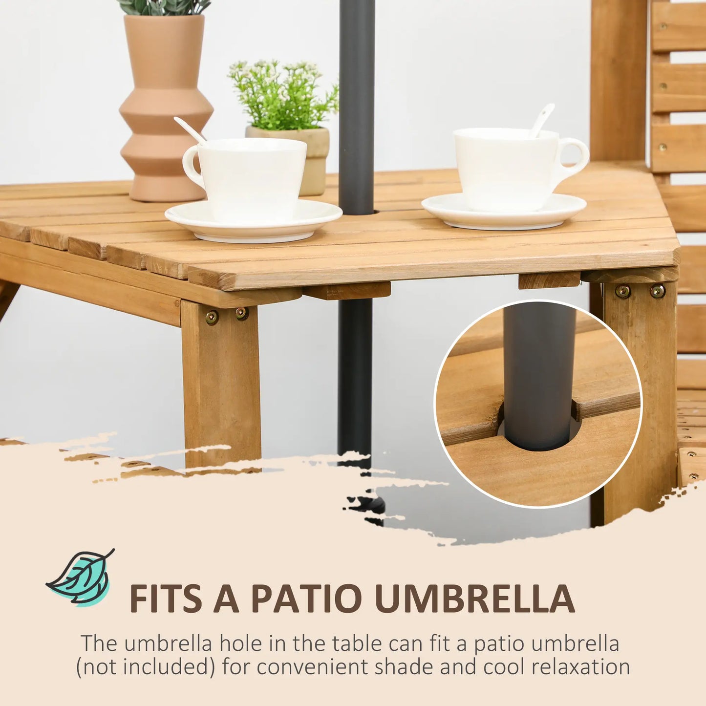 3Pcs Outdoor Bench Set for Backyard, Balcony, Light Brown
