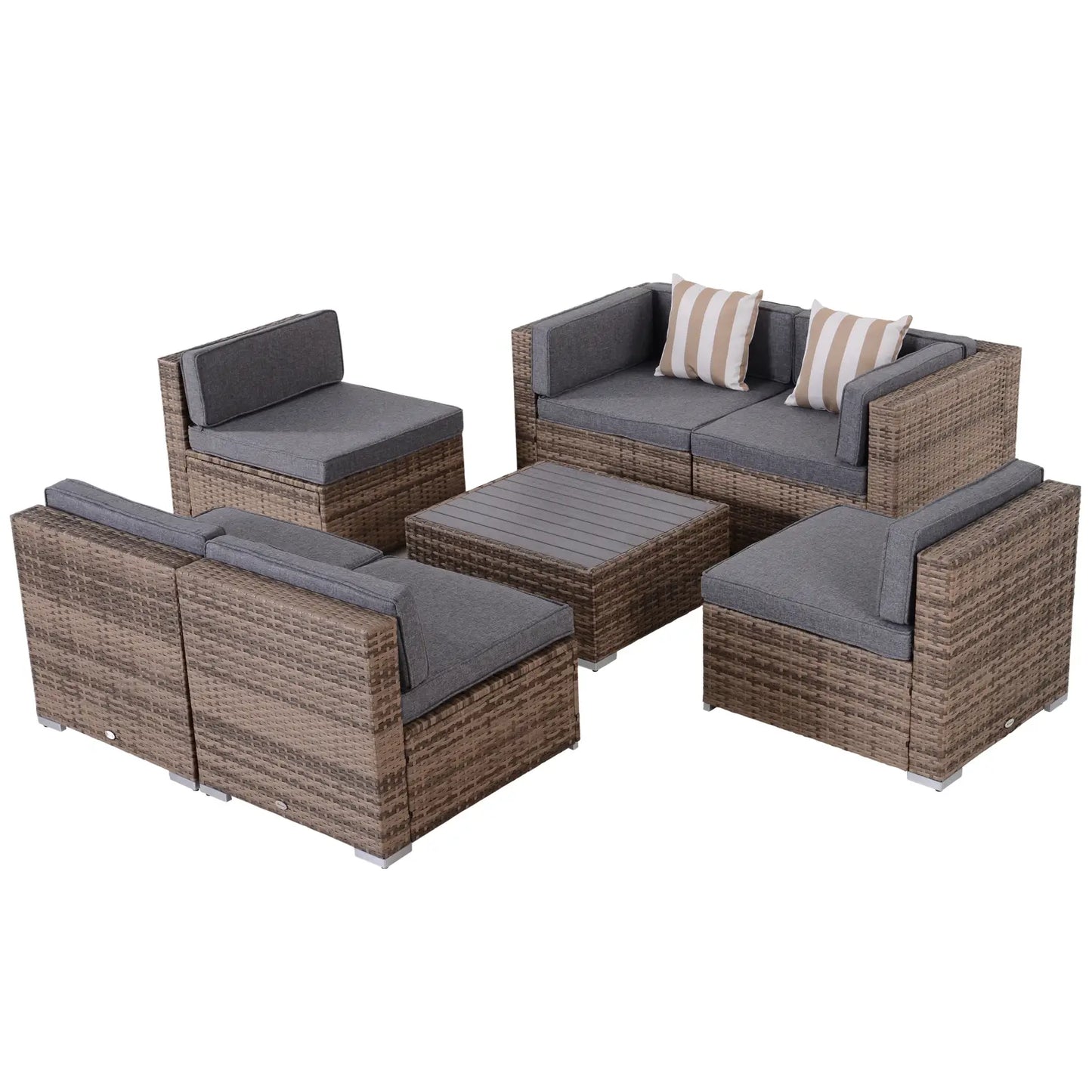 7-Piece Patio Furniture Sets Outdoor Wicker Conversation Sets All Weather PE Rattan Sectional Sofa, Grey