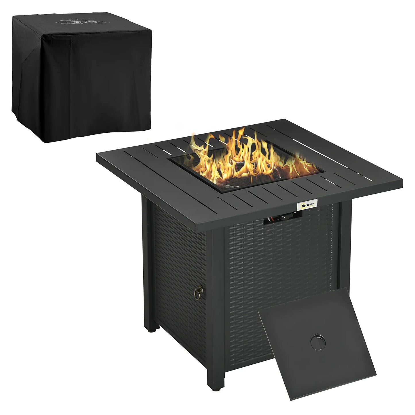 Propane Fire Pit Table Smokeless Gas Firepit with 40,000 BTU Burner Thermocouple, Lava Rocks, Cover, Spark Guard
