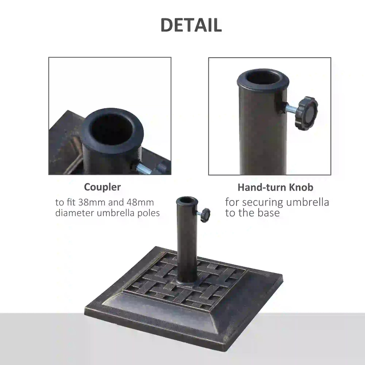 20 lbs Resin Patio Umbrella Stand Base Coated Pole Square Market Umbrella parasol Holder Bronze