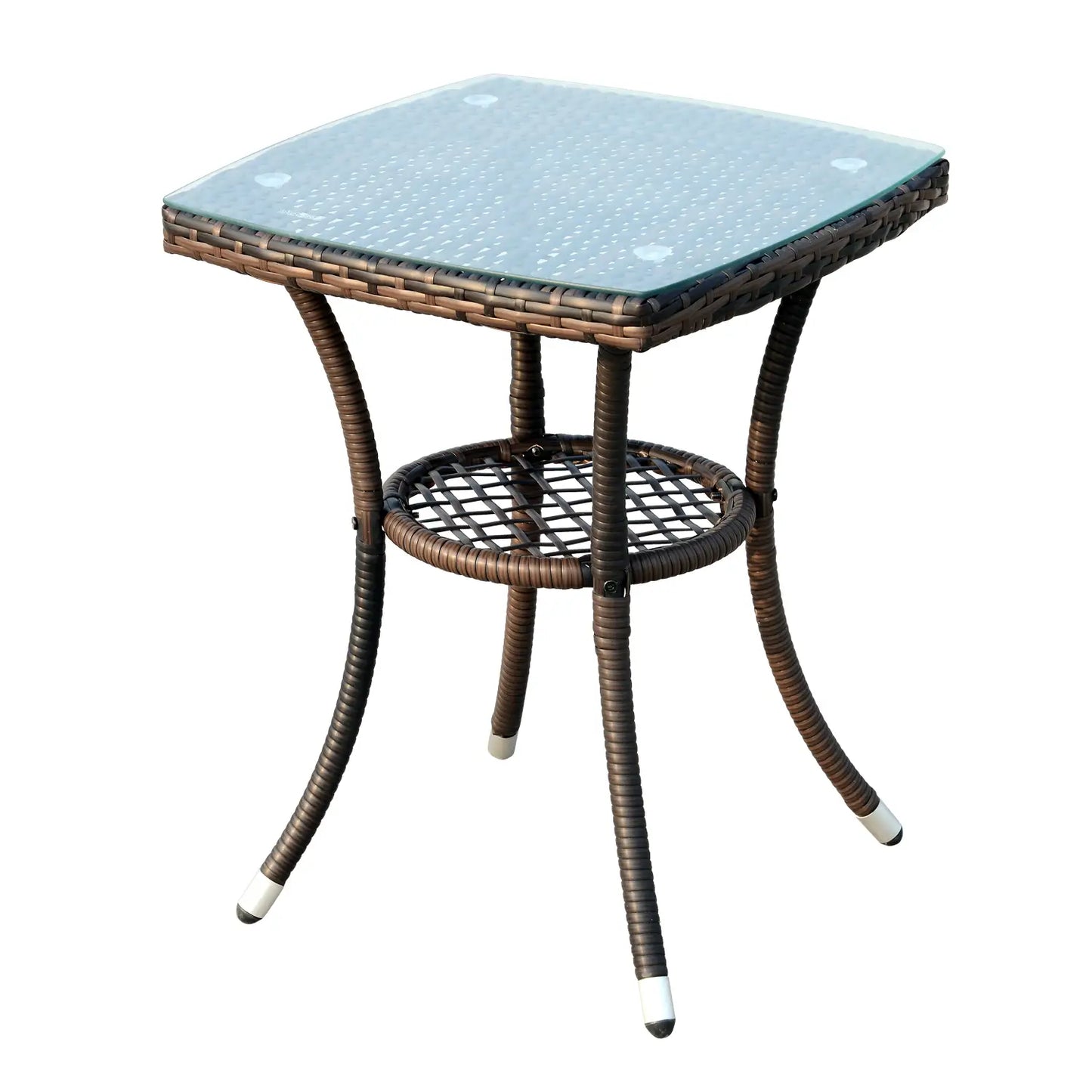 3-Piece Wicker Patio Furniture Set, Rattan Bistro Set with Glass Top Table and Cushions, Outdoor Conversation Set for Garden, Porch, or Balcony.