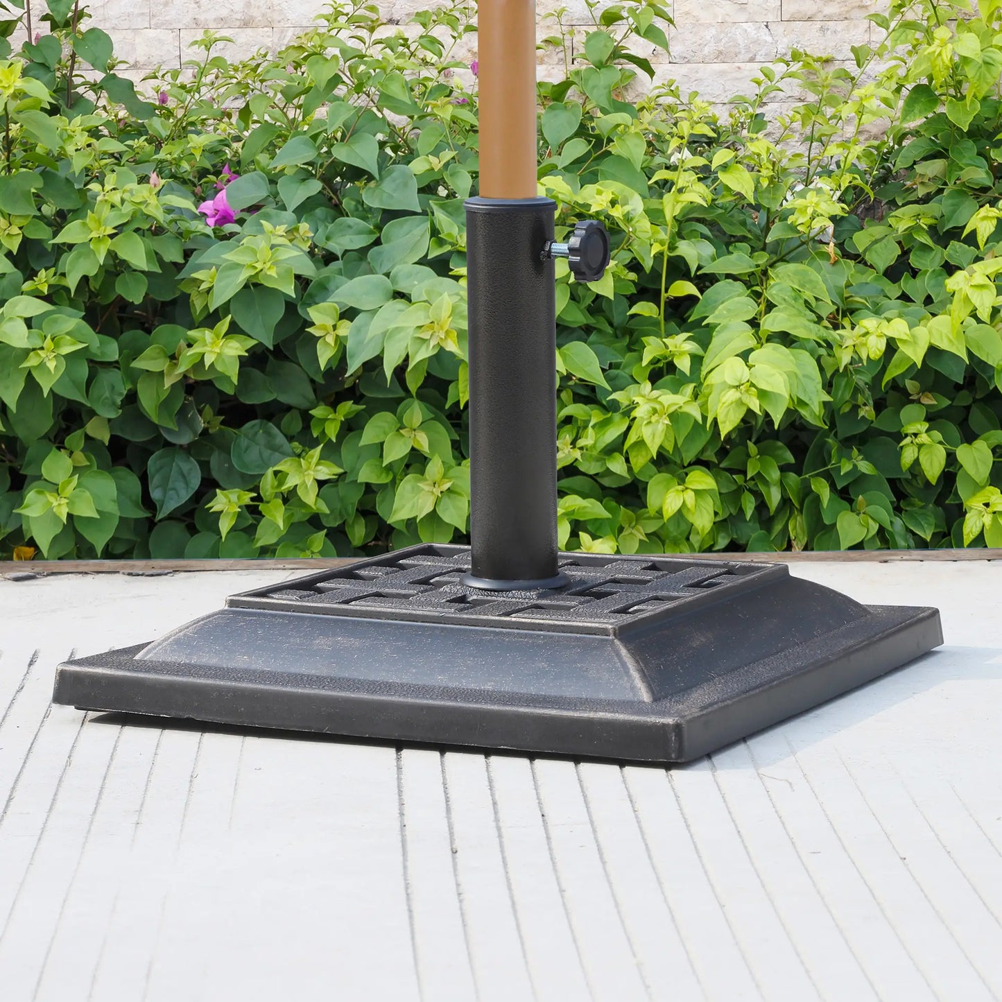 20 lbs Resin Patio Umbrella Stand Base Coated Pole Square Market Umbrella parasol Holder Bronze