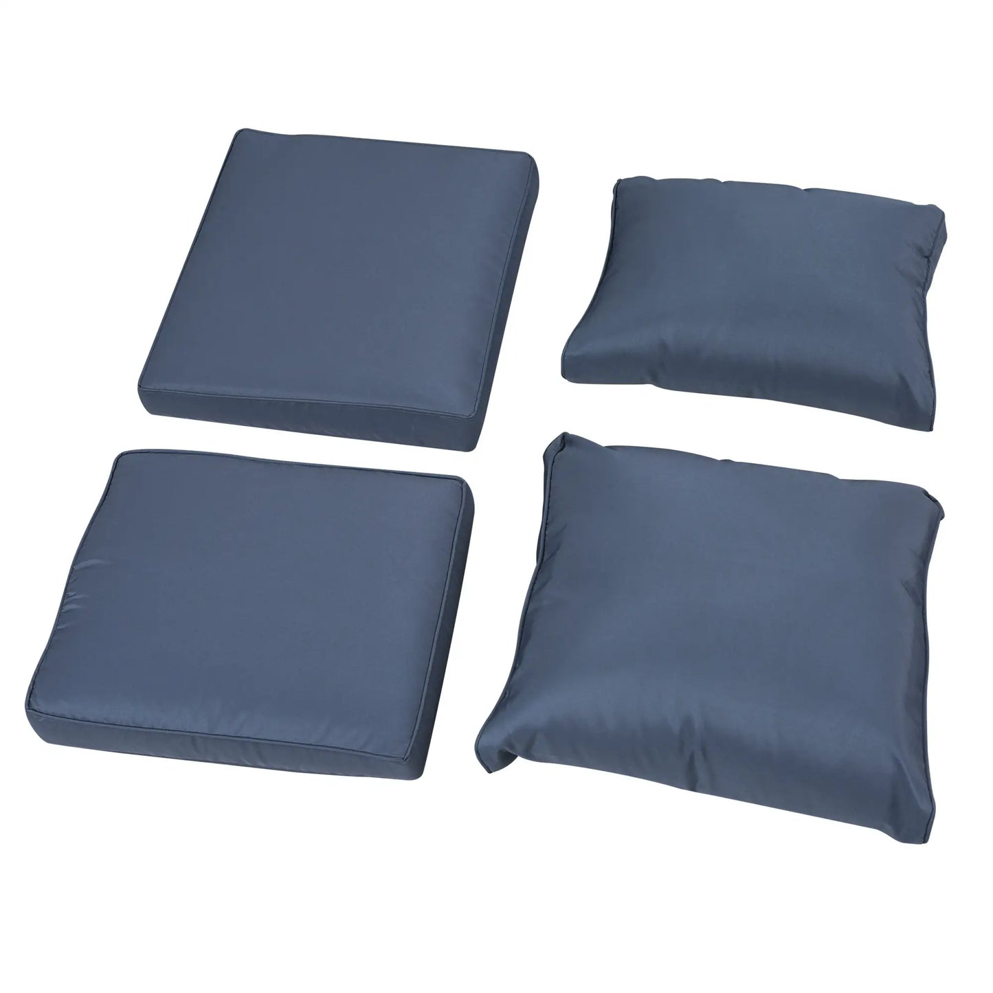 Patio Furniture with Cushions, 6 Pieces PE Wicker Patio Sectional Furniture Conversation Set w/ a Three-Seat Sofa, 2 Recliner Chairs, 2 Footstools & Table, Dark Blue