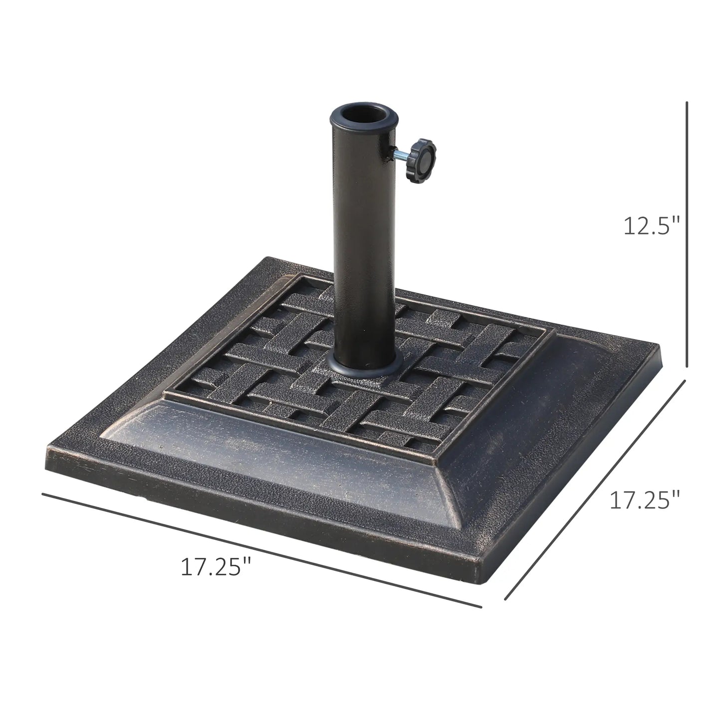 20 lbs Resin Patio Umbrella Stand Base Coated Pole Square Market Umbrella parasol Holder Bronze