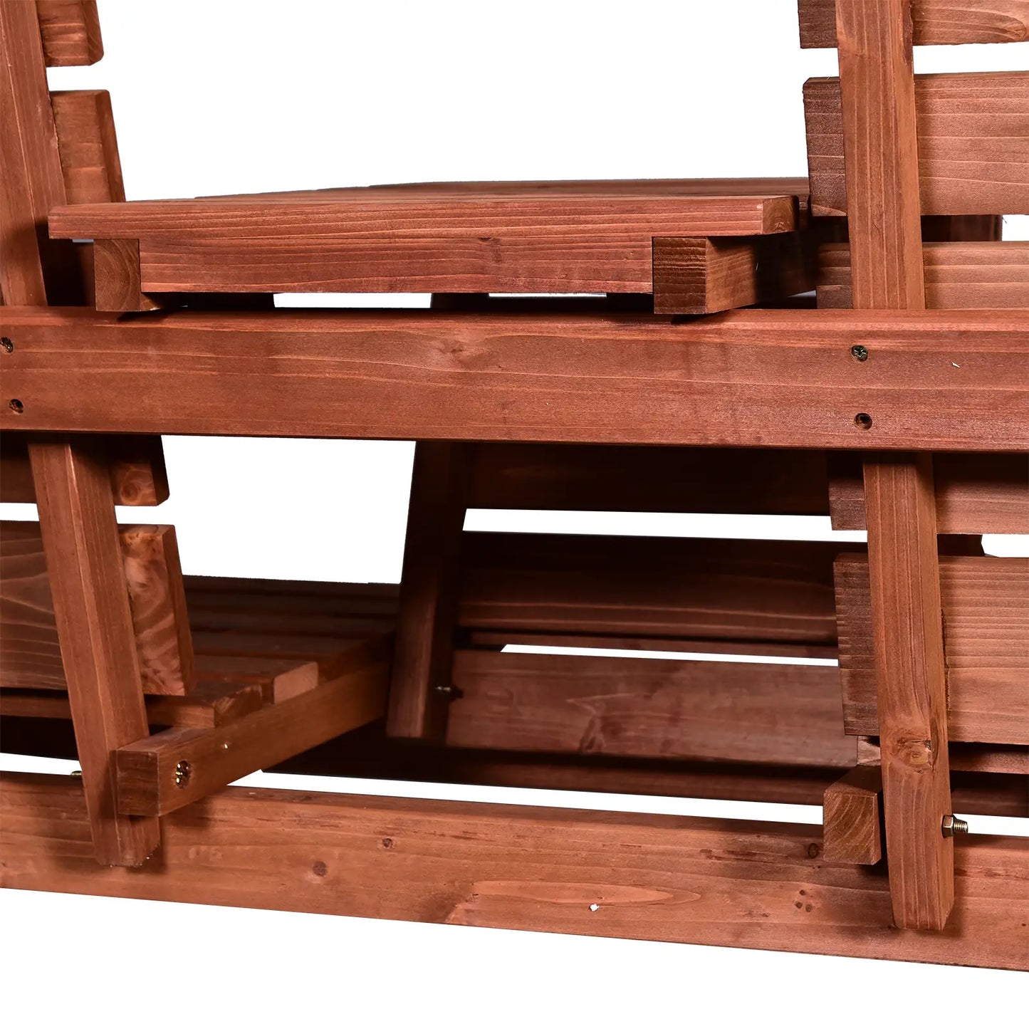 3-Seater Outdoor Bench with Convertible Middle Table, Garden Wooden Patio Loveseat with Middle Table for 2 Persons w/ Slatted Seat and Backrest, Armrests, Orange