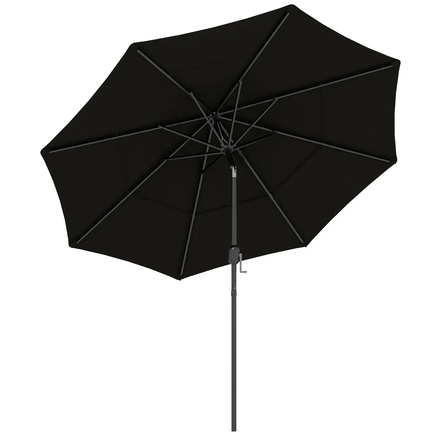 9FT 3 Tiers Patio Umbrella Parasol with Crank, Push Button Tilt for Deck, Backyard and Lawn, Black