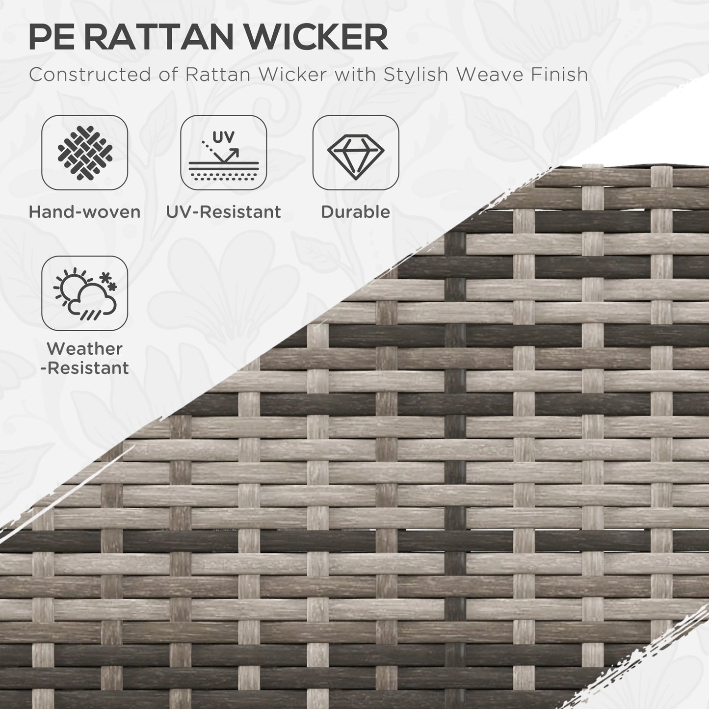 4 Pieces Rattan Wicker Outdoor Conversation Furniture Set w/ Corner Sofa Loveseats Coffee Table Cushions, Mixed Grey