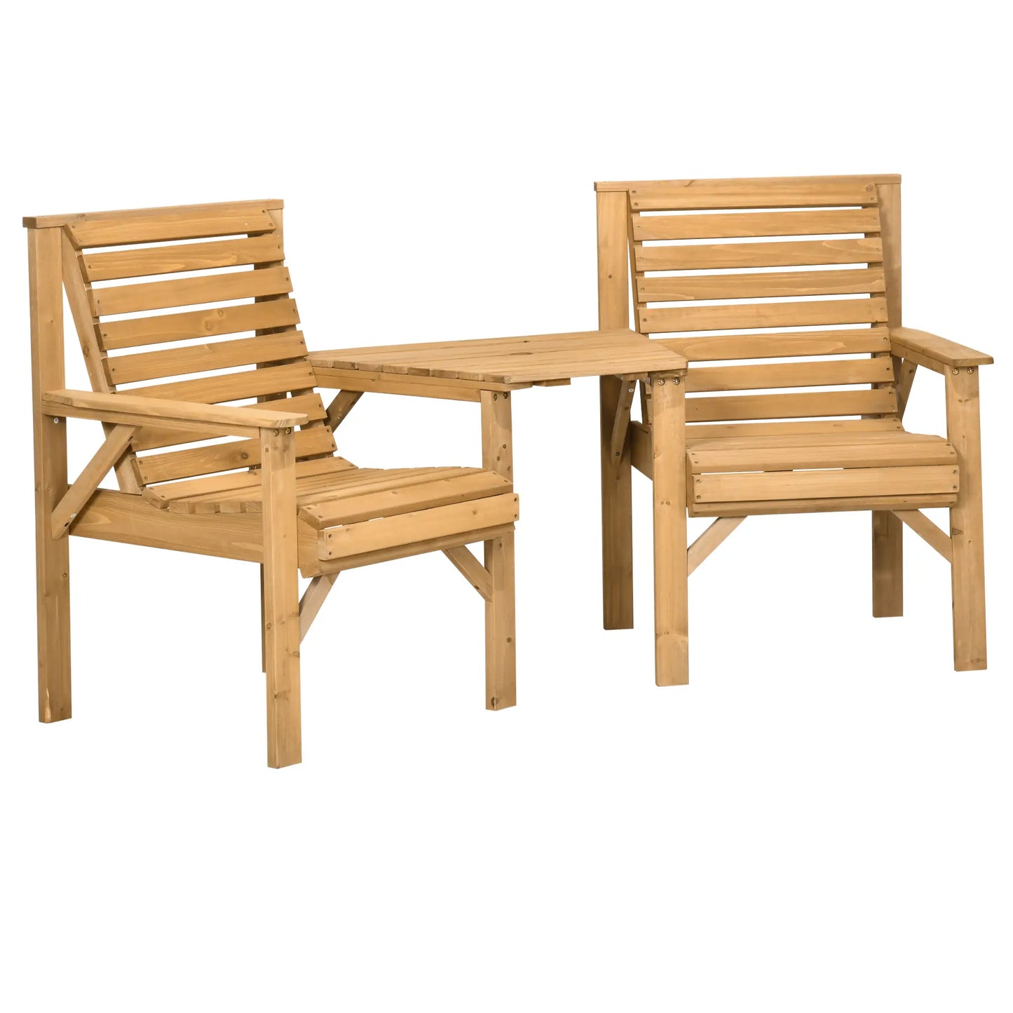 3Pcs Outdoor Bench Set for Backyard, Balcony, Light Brown