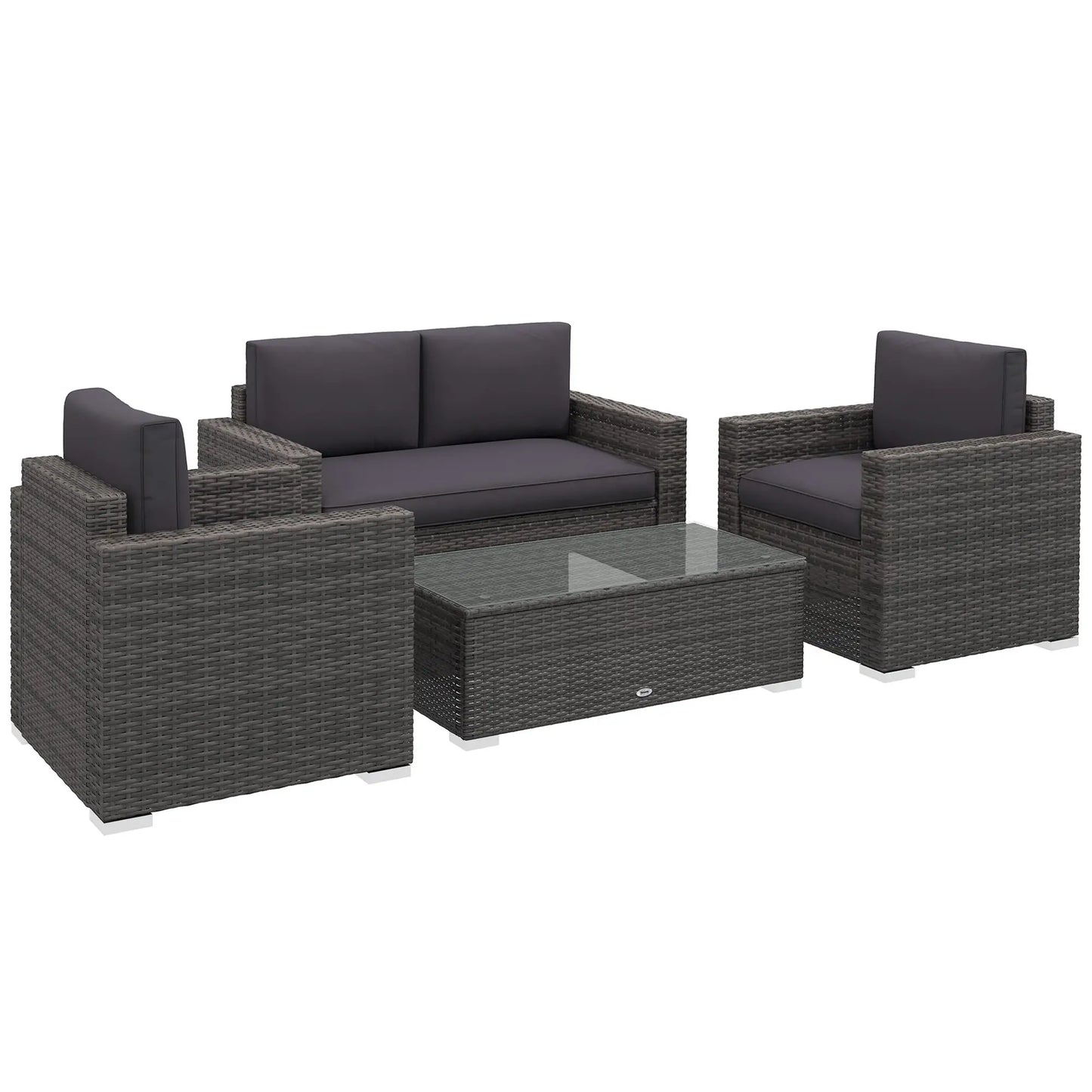 Outdoor Furniture with Table, Wicker Furniture with Loveseat and 2 Chair for Garden, Poolside, Grey