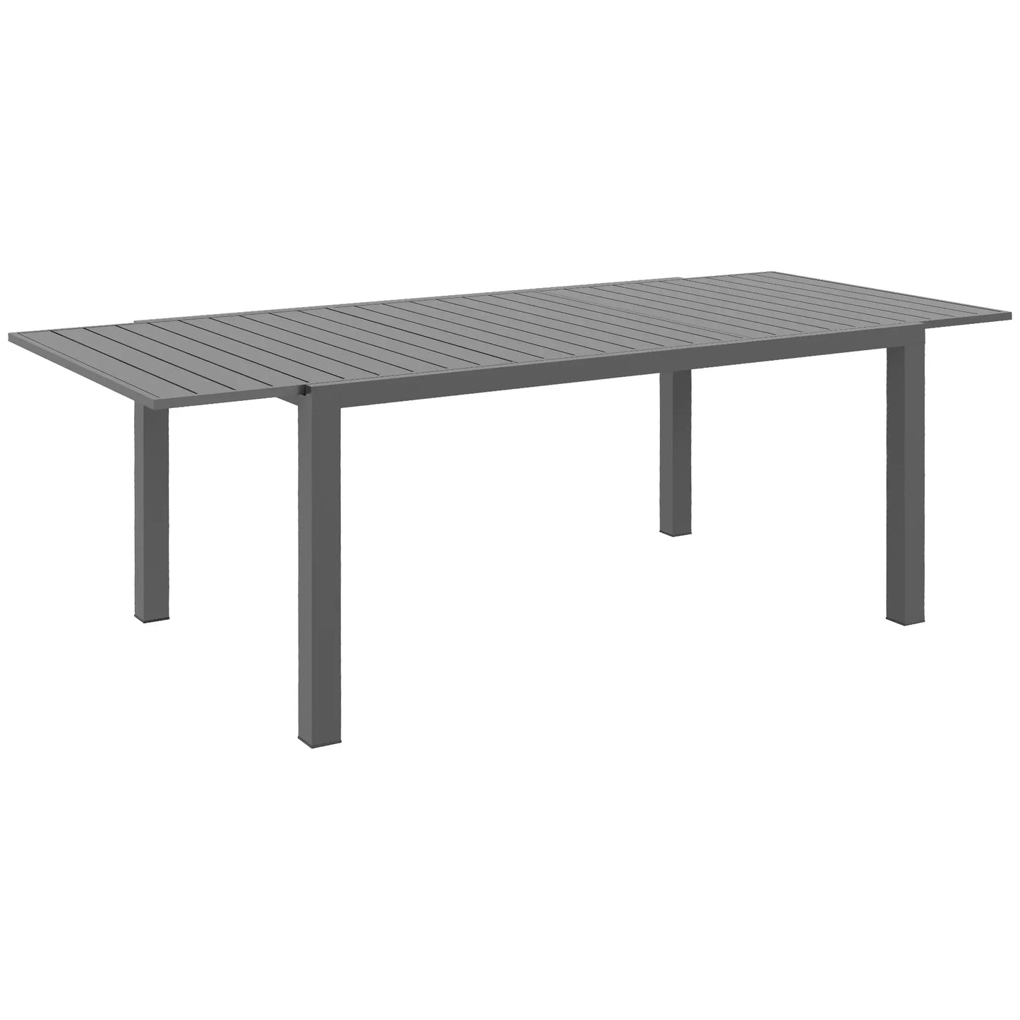 Aluminum Outdoor Dining Table for 6-8 People, Expandable Patio Table for Garden, Lawn, Balcony, Charcoal Grey