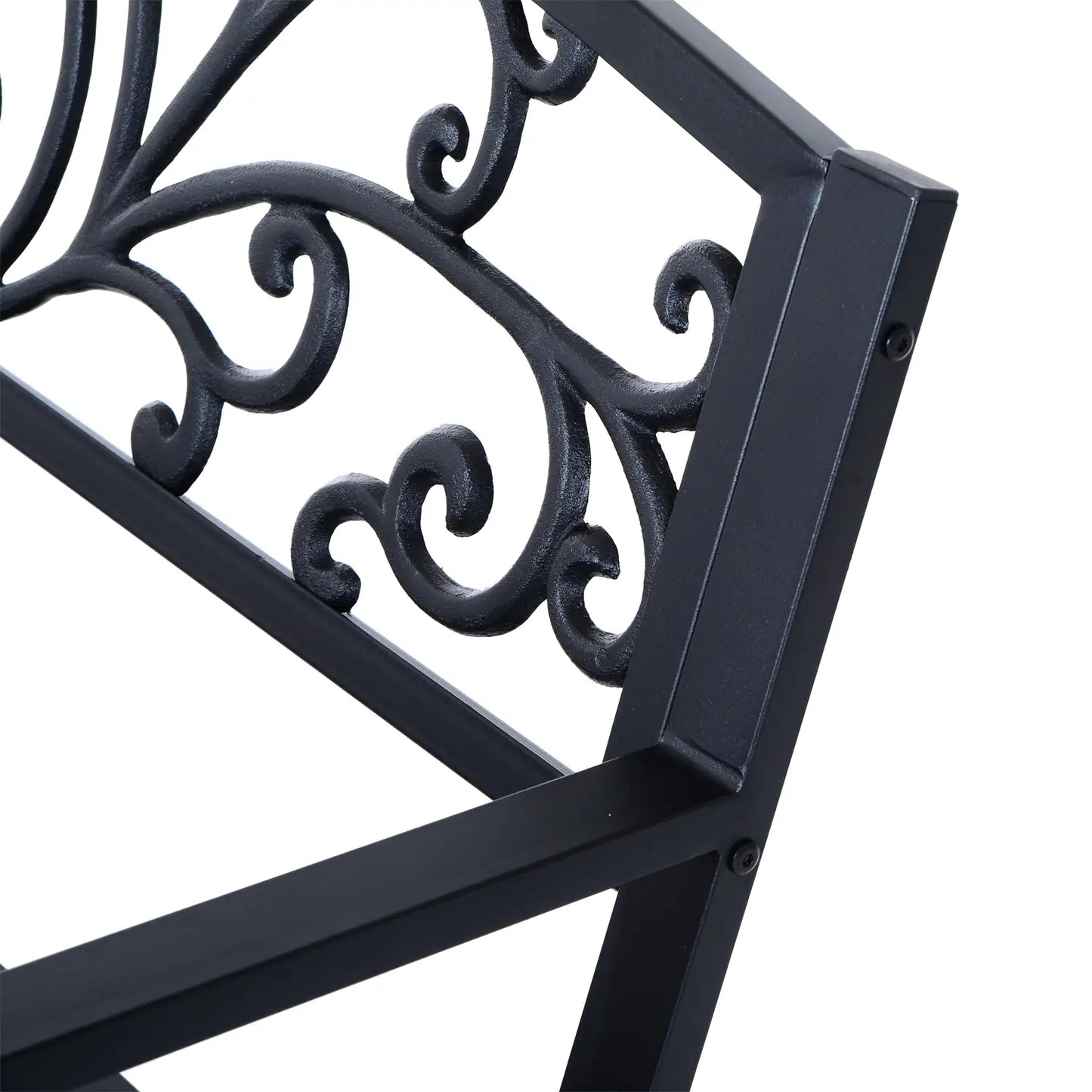 50" 2-Seater Garden Bench, Patio Porch Decorative Chair Cast Iron Loveseat Outdoor Furniture for Yard, Lawn, Porch, Black
