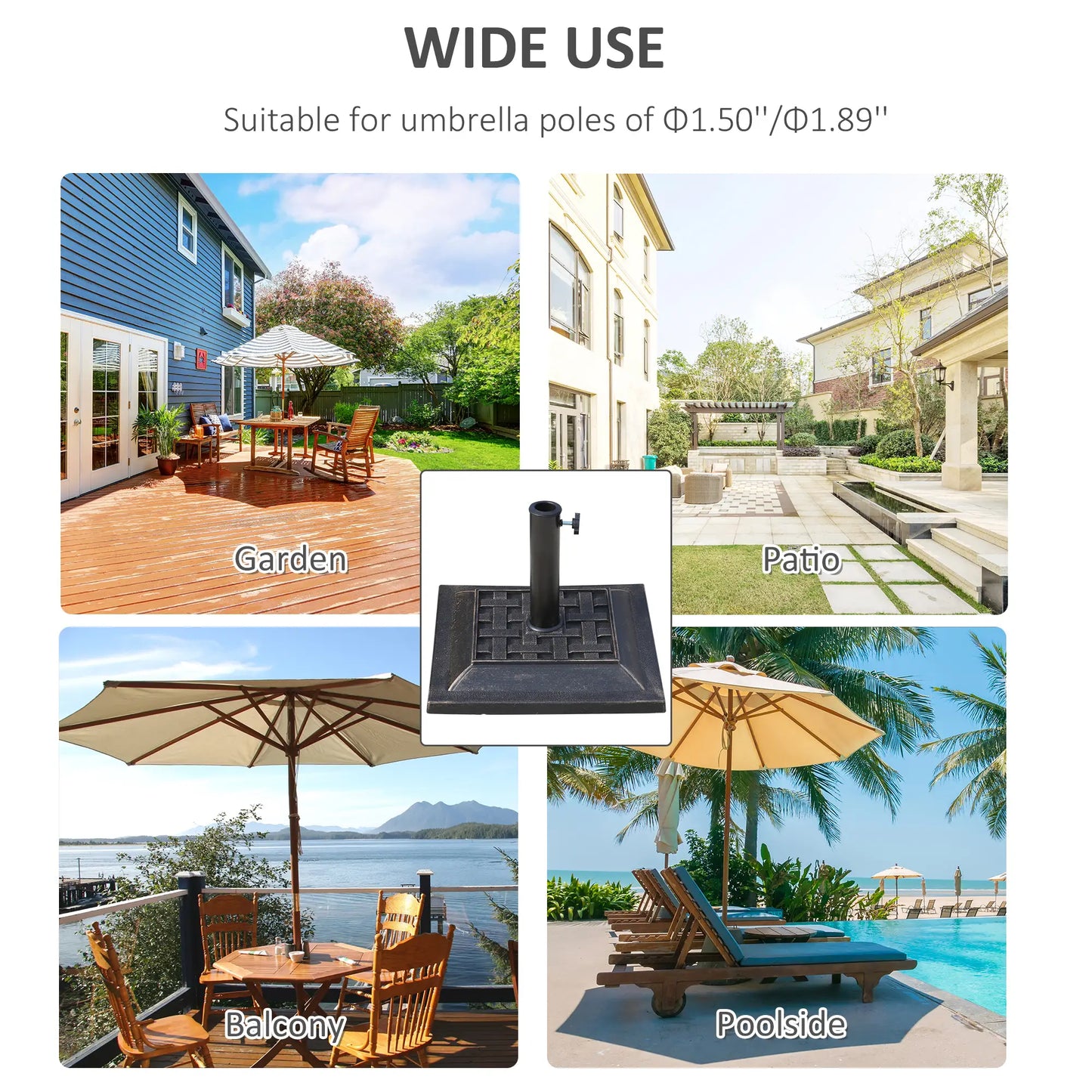 20 lbs Resin Patio Umbrella Stand Base Coated Pole Square Market Umbrella parasol Holder Bronze