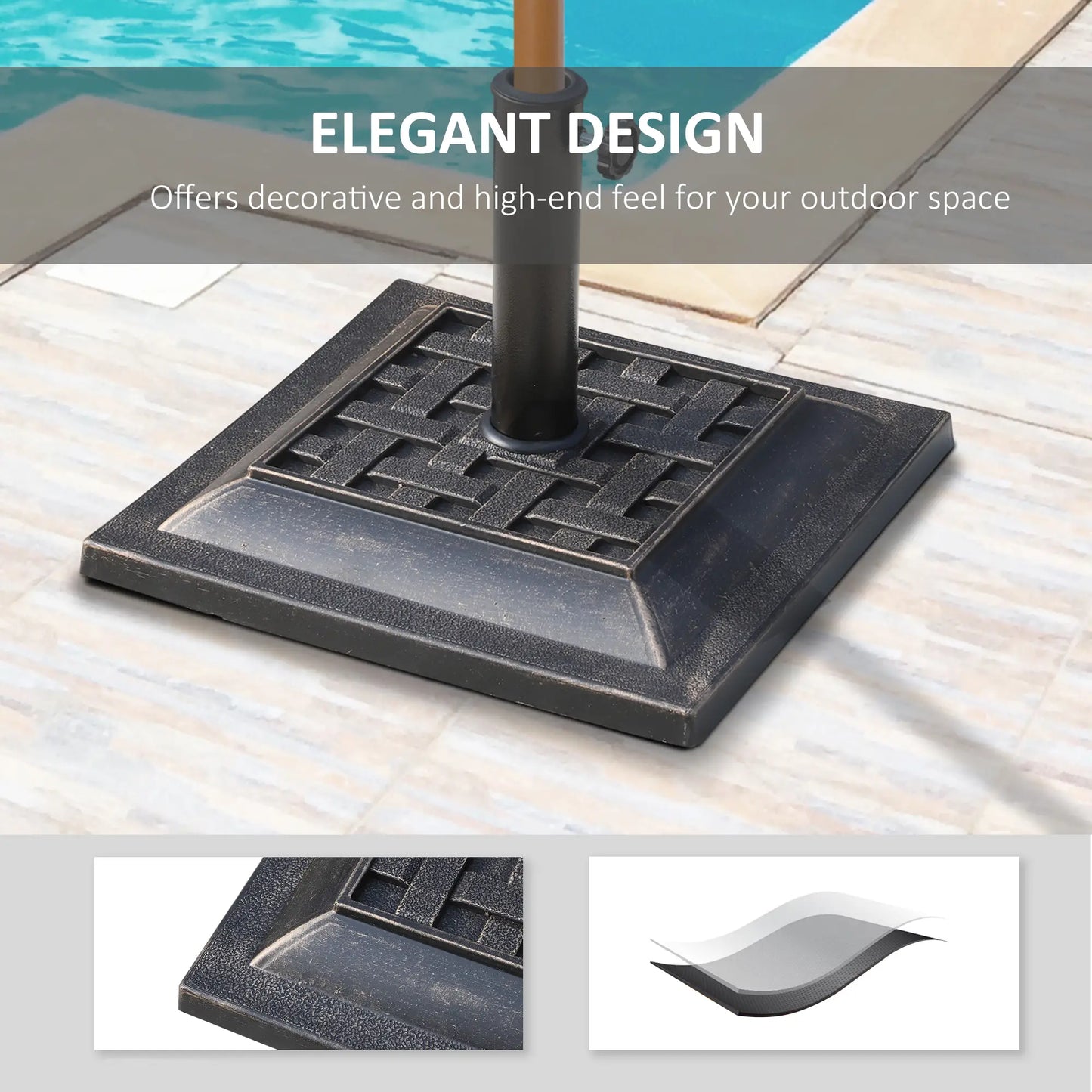 20 lbs Resin Patio Umbrella Stand Base Coated Pole Square Market Umbrella parasol Holder Bronze