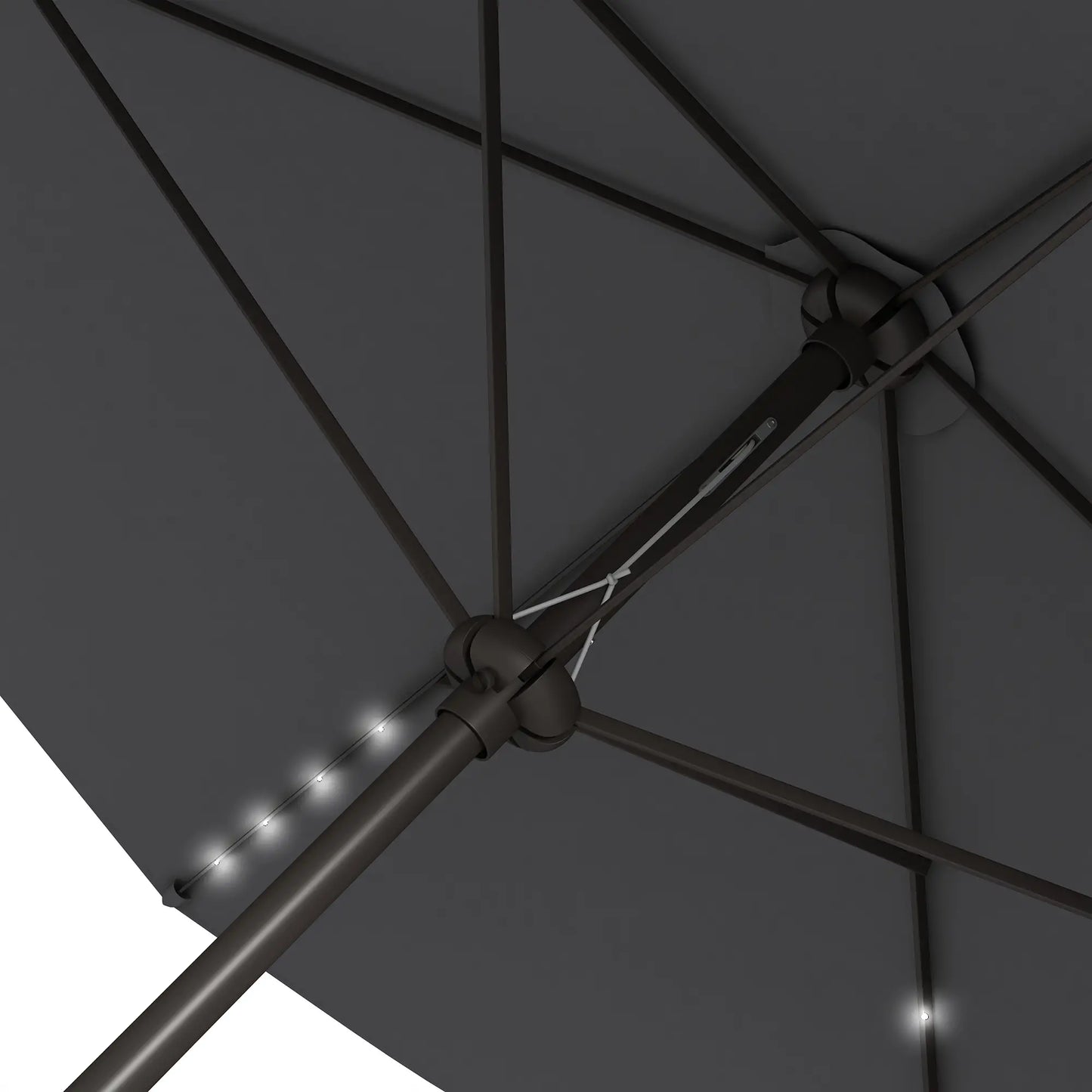 6.5x10ft Patio Umbrella Tilt Aluminum Outdoor Market Parasol with Solar Powered LEDs, Crank - Dark Grey