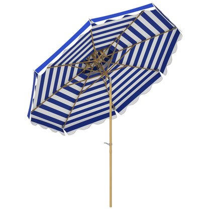 9FT Patio Umbrella with 8 Ribs, Crank, Tilt, UPF 50+, 2-Tier Vent for Garden, Deck, Poolside, Blue