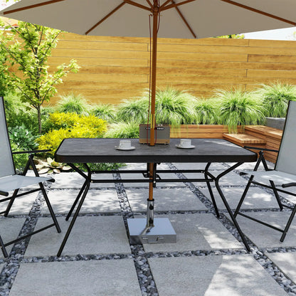 Rectangle Outdoor Dining Table for 6, with 1.7" Umbrella Hole, Easy Clean DPC Plastic Tabletop, 55" x 31.5" x 28"