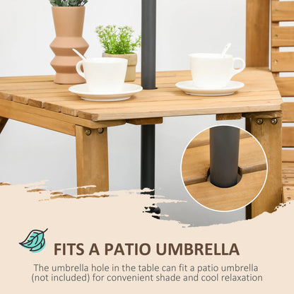 3Pcs Outdoor Bench Set for Backyard, Balcony, Light Brown