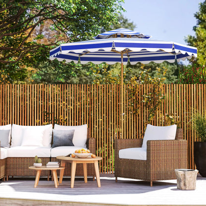 9FT Patio Umbrella with 8 Ribs, Crank, Tilt, UPF 50+, 2-Tier Vent for Garden, Deck, Poolside, Blue