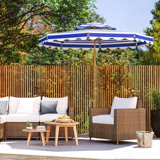 9FT Patio Umbrella with 8 Ribs, Crank, Tilt, UPF 50+, 2-Tier Vent for Garden, Deck, Poolside, Blue