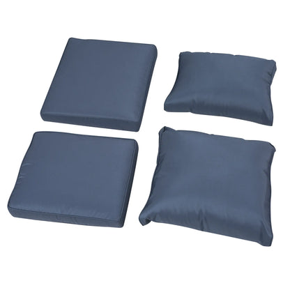 Patio Furniture with Cushions, 6 Pieces PE Wicker Patio Sectional Furniture Conversation Set w/ a Three-Seat Sofa, 2 Recliner Chairs, 2 Footstools & Table, Dark Blue