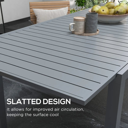 Aluminum Outdoor Dining Table for 6-8 People, Expandable Patio Table for Garden, Lawn, Balcony, Charcoal Grey