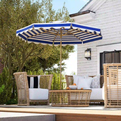 9FT Patio Umbrella with 8 Ribs, Crank, Tilt, UPF 50+, 2-Tier Vent for Garden, Deck, Poolside, Blue