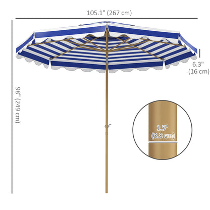 9FT Patio Umbrella with 8 Ribs, Crank, Tilt, UPF 50+, 2-Tier Vent for Garden, Deck, Poolside, Blue