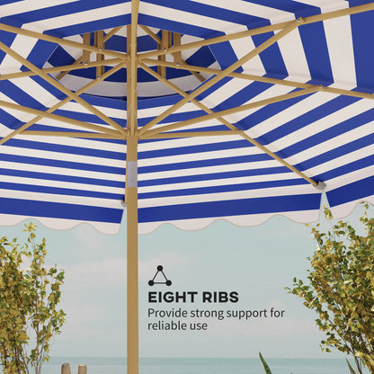9FT Patio Umbrella with 8 Ribs, Crank, Tilt, UPF 50+, 2-Tier Vent for Garden, Deck, Poolside, Blue